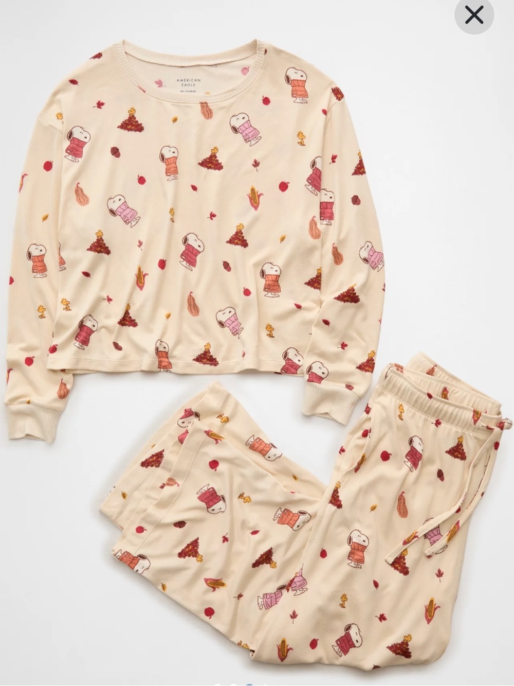 American Eagle Outfitters Cream Plush Snoopy Pajama Set - Large - Picture 3 of 9